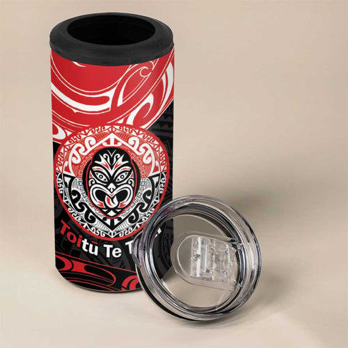 Aotearoa Toitu Te Tiriti 4 in 1 Can Cooler Tumbler Haka Tiki Honour The Treaty