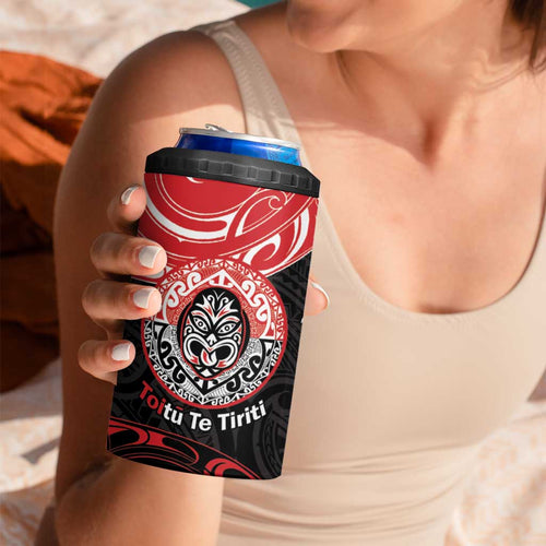 Aotearoa Toitu Te Tiriti 4 in 1 Can Cooler Tumbler Haka Tiki Honour The Treaty