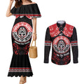 Aotearoa Toitu Te Tiriti Couples Matching Mermaid Dress and Long Sleeve Button Shirt Haka Tiki Honour The Treaty