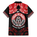 Aotearoa Toitu Te Tiriti Family Matching Off The Shoulder Long Sleeve Dress and Hawaiian Shirt Haka Tiki Honour The Treaty