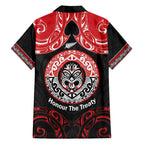 Aotearoa Toitu Te Tiriti Family Matching Short Sleeve Bodycon Dress and Hawaiian Shirt Haka Tiki Honour The Treaty