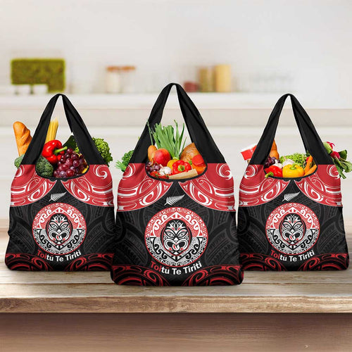 Aotearoa Toitu Te Tiriti Grocery Bag Haka Tiki Honour The Treaty