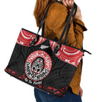 Aotearoa Toitu Te Tiriti Leather Tote Bag Haka Tiki Honour The Treaty