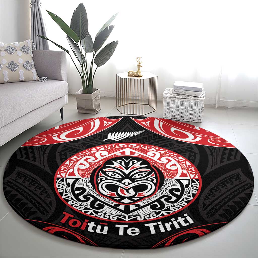 Aotearoa Toitu Te Tiriti Round Carpet Haka Tiki Honour The Treaty