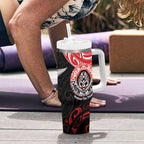 Aotearoa Toitu Te Tiriti Tumbler With Handle Haka Tiki Honour The Treaty