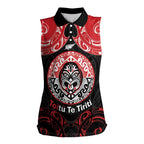 Aotearoa Toitu Te Tiriti Women Sleeveless Polo Shirt Haka Tiki Honour The Treaty