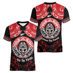 Aotearoa Toitu Te Tiriti Women V-Neck T-Shirt Haka Tiki Honour The Treaty
