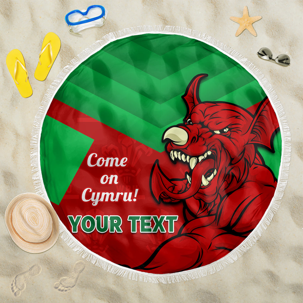 Custom Wales Rugby Beach Blanket 2024 Six Nations Come On Cymru Mascot Sporty