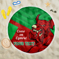Custom Wales Rugby Beach Blanket 2024 Six Nations Come On Cymru Mascot Sporty