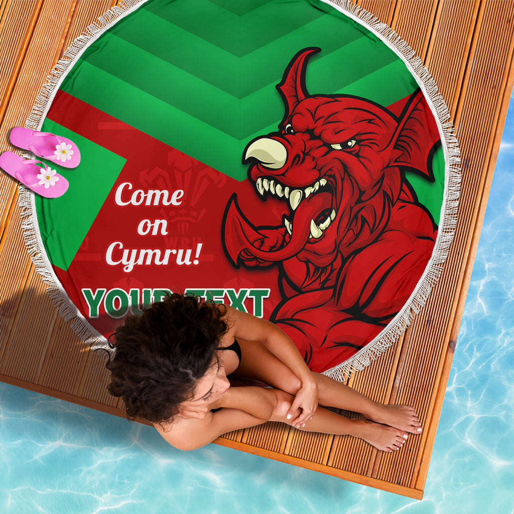 Custom Wales Rugby Beach Blanket 2024 Six Nations Come On Cymru Mascot Sporty