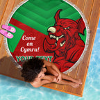 Custom Wales Rugby Beach Blanket 2024 Six Nations Come On Cymru Mascot Sporty