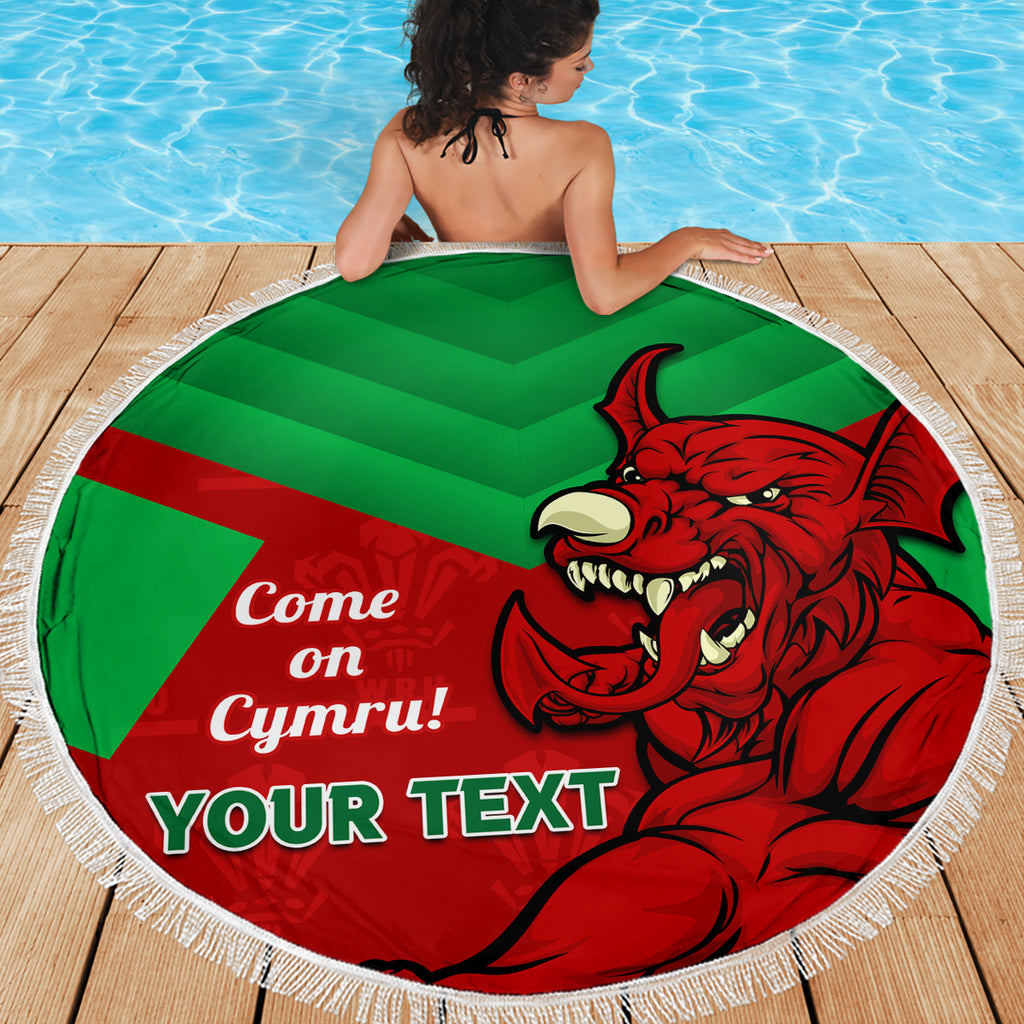 Custom Wales Rugby Beach Blanket 2024 Six Nations Come On Cymru Mascot Sporty