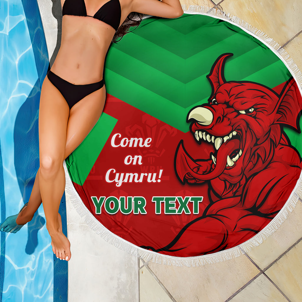 Custom Wales Rugby Beach Blanket 2024 Six Nations Come On Cymru Mascot Sporty