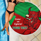 Custom Wales Rugby Beach Blanket 2024 Six Nations Come On Cymru Mascot Sporty