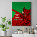 Custom Wales Rugby Canvas Wall Art 2024 Six Nations Come On Cymru Mascot Sporty