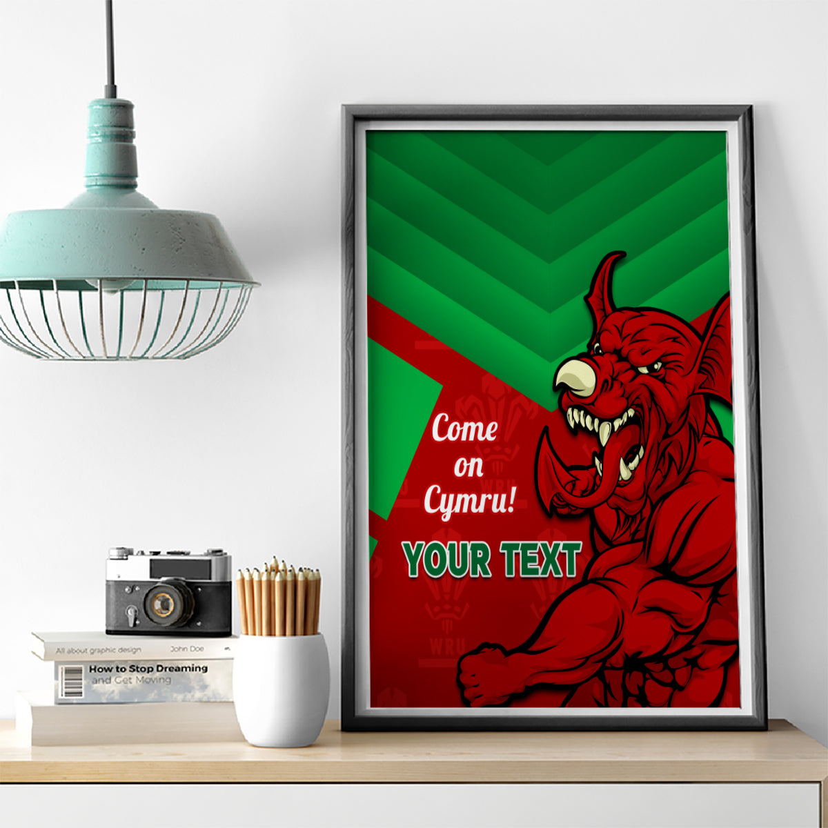 Custom Wales Rugby Canvas Wall Art 2024 Six Nations Come On Cymru Mascot Sporty