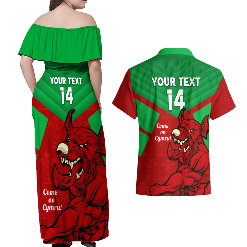 custom-wales-rugby-couples-matching-off-shoulder-maxi-dress-and-hawaiian-shirt-2024-six-nations-come-on-cymru-mascot-sporty