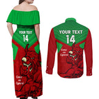 custom-wales-rugby-couples-matching-off-shoulder-maxi-dress-and-long-sleeve-button-shirt-2024-six-nations-come-on-cymru-mascot-sporty