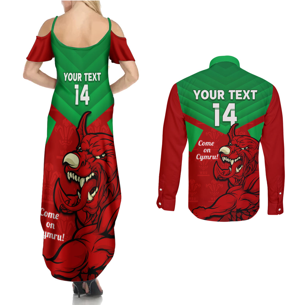 custom-wales-rugby-couples-matching-summer-maxi-dress-and-long-sleeve-button-shirt-2024-six-nations-come-on-cymru-mascot-sporty