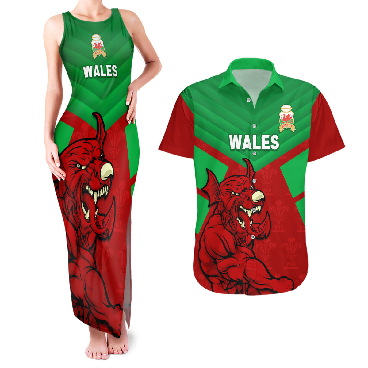 custom-wales-rugby-couples-matching-tank-maxi-dress-and-hawaiian-shirt-2024-six-nations-come-on-cymru-mascot-sporty