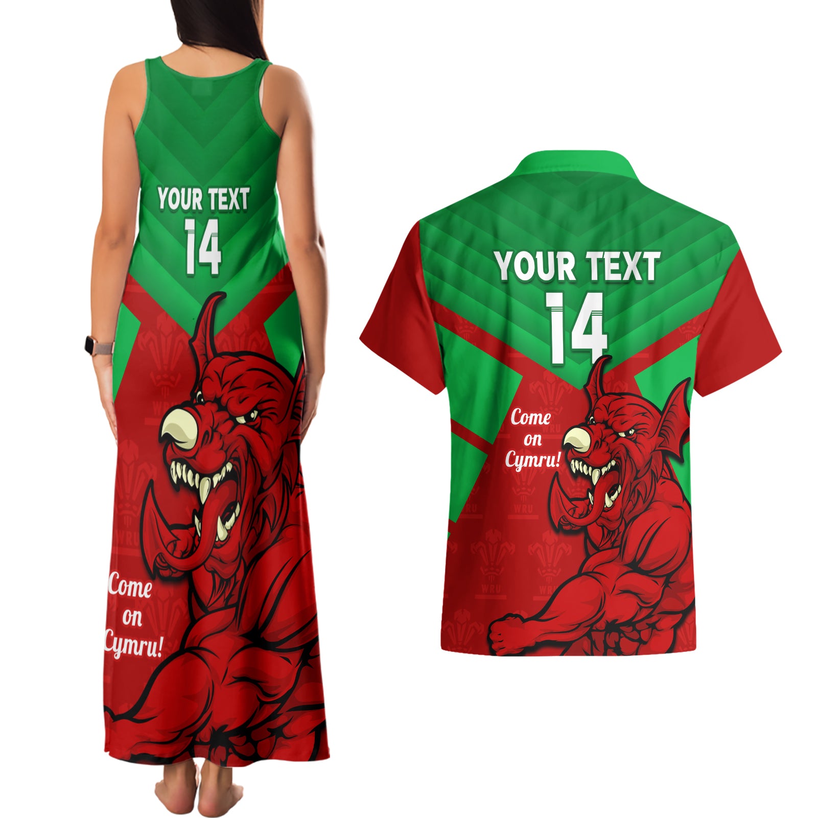 custom-wales-rugby-couples-matching-tank-maxi-dress-and-hawaiian-shirt-2024-six-nations-come-on-cymru-mascot-sporty
