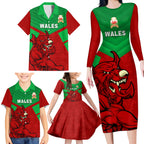 custom-wales-rugby-family-matching-long-sleeve-bodycon-dress-and-hawaiian-shirt-2024-six-nations-come-on-cymru-mascot-sporty