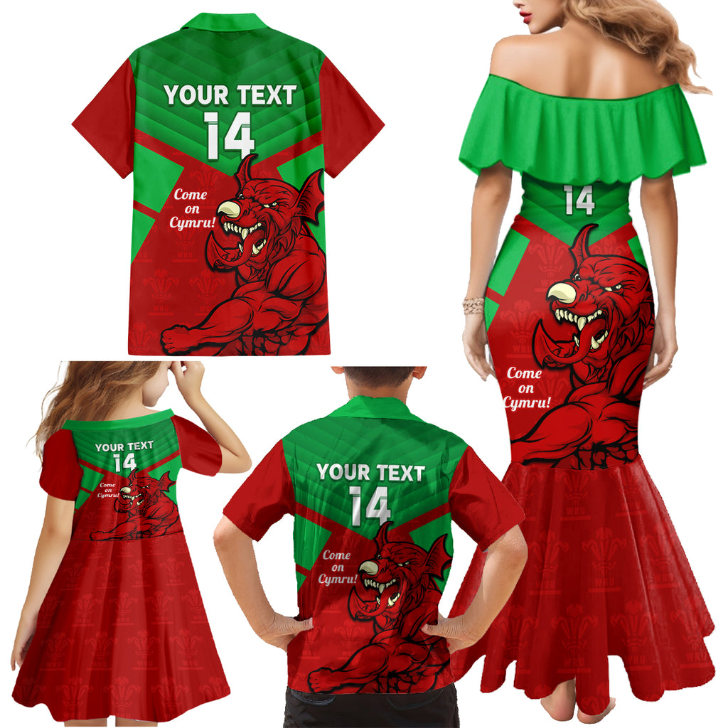 custom-wales-rugby-family-matching-mermaid-dress-and-hawaiian-shirt-2024-six-nations-come-on-cymru-mascot-sporty