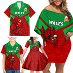 custom-wales-rugby-family-matching-off-shoulder-short-dress-and-hawaiian-shirt-2024-six-nations-come-on-cymru-mascot-sporty