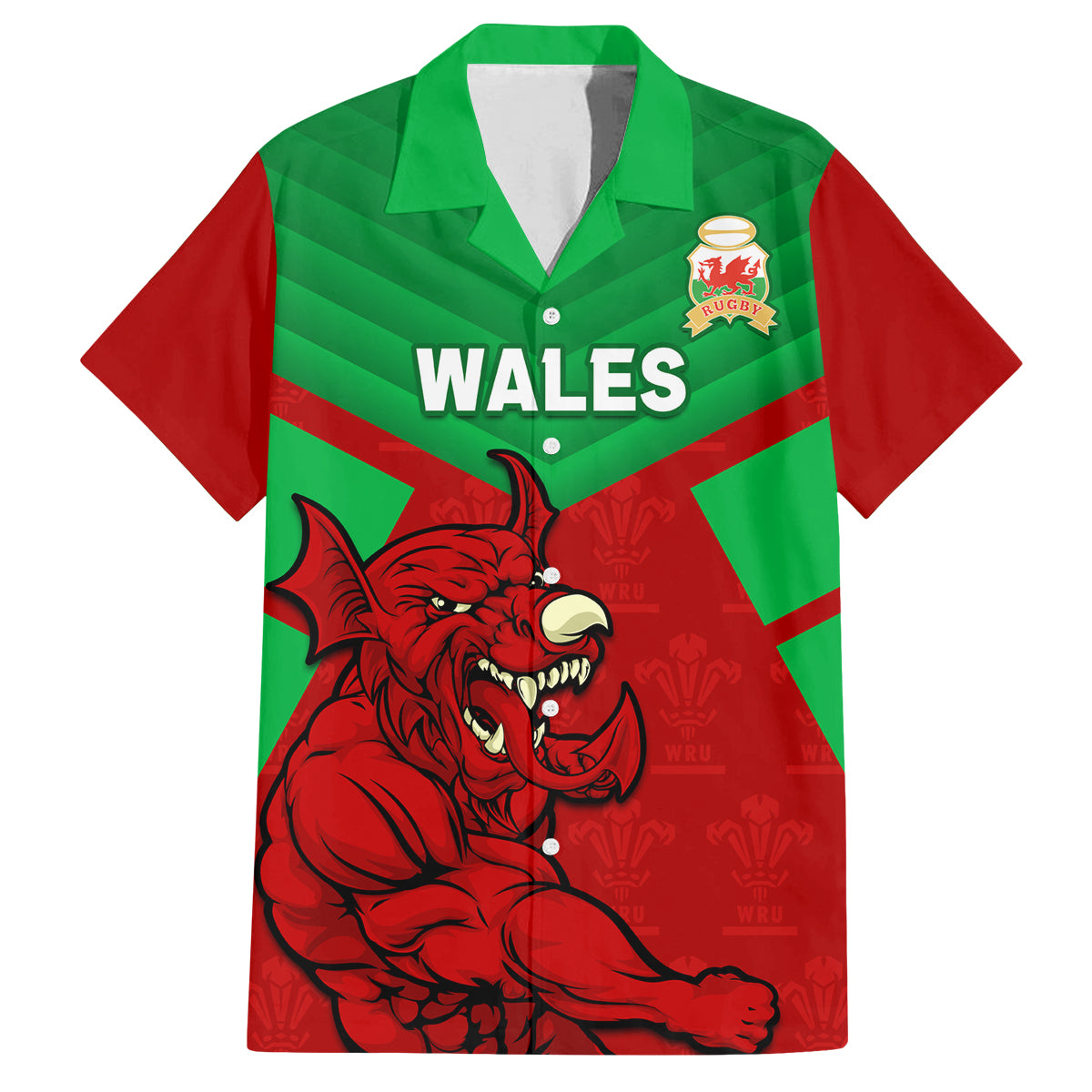 custom-wales-rugby-family-matching-off-shoulder-short-dress-and-hawaiian-shirt-2024-six-nations-come-on-cymru-mascot-sporty