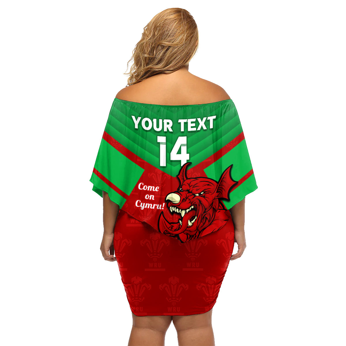 custom-wales-rugby-family-matching-off-shoulder-short-dress-and-hawaiian-shirt-2024-six-nations-come-on-cymru-mascot-sporty