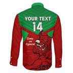 custom-wales-rugby-family-matching-short-sleeve-bodycon-dress-and-hawaiian-shirt-2024-six-nations-come-on-cymru-mascot-sporty