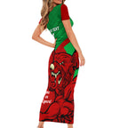 custom-wales-rugby-family-matching-short-sleeve-bodycon-dress-and-hawaiian-shirt-2024-six-nations-come-on-cymru-mascot-sporty
