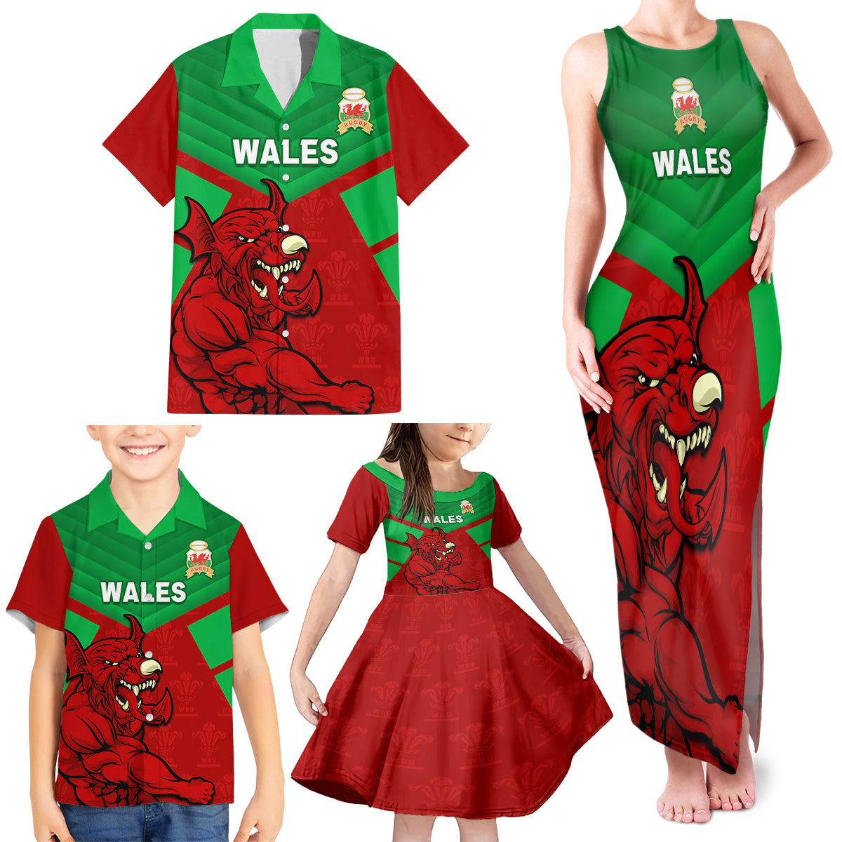 custom-wales-rugby-family-matching-tank-maxi-dress-and-hawaiian-shirt-2024-six-nations-come-on-cymru-mascot-sporty