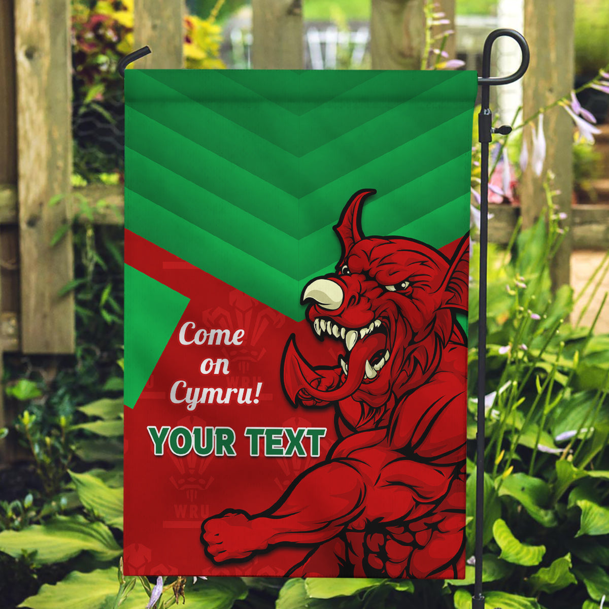 Custom Wales Rugby Garden Flag 2024 Six Nations Come On Cymru Mascot Sporty