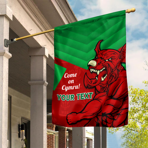 Custom Wales Rugby Garden Flag 2024 Six Nations Come On Cymru Mascot Sporty