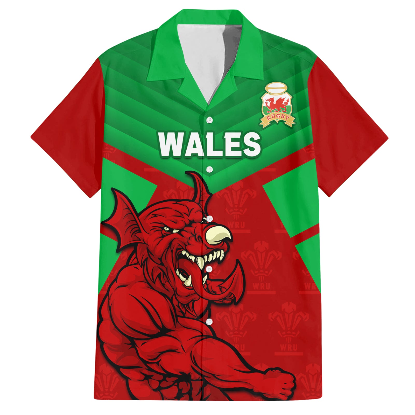 custom-wales-rugby-hawaiian-shirt-2024-six-nations-come-on-cymru-mascot-sporty
