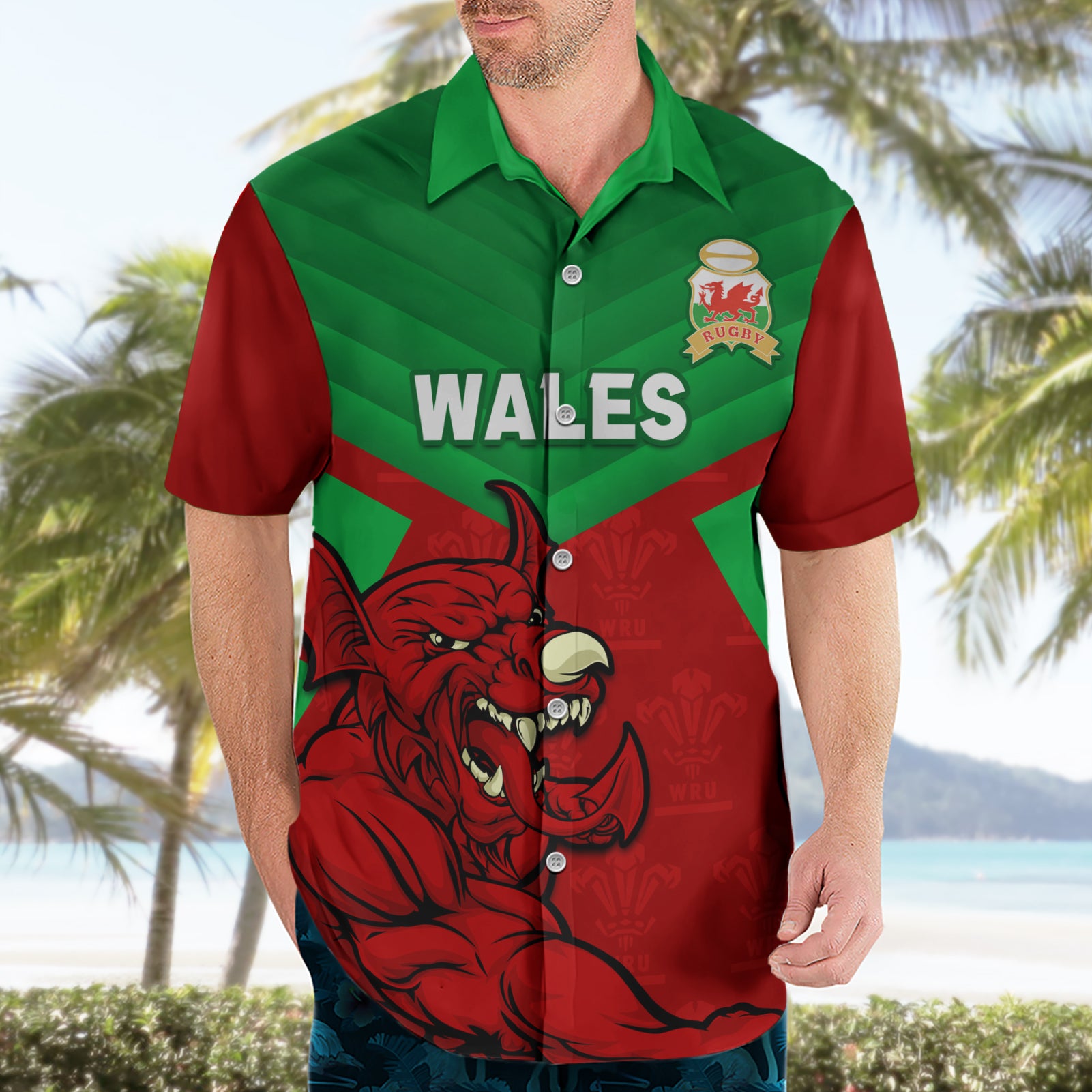 custom-wales-rugby-hawaiian-shirt-2024-six-nations-come-on-cymru-mascot-sporty