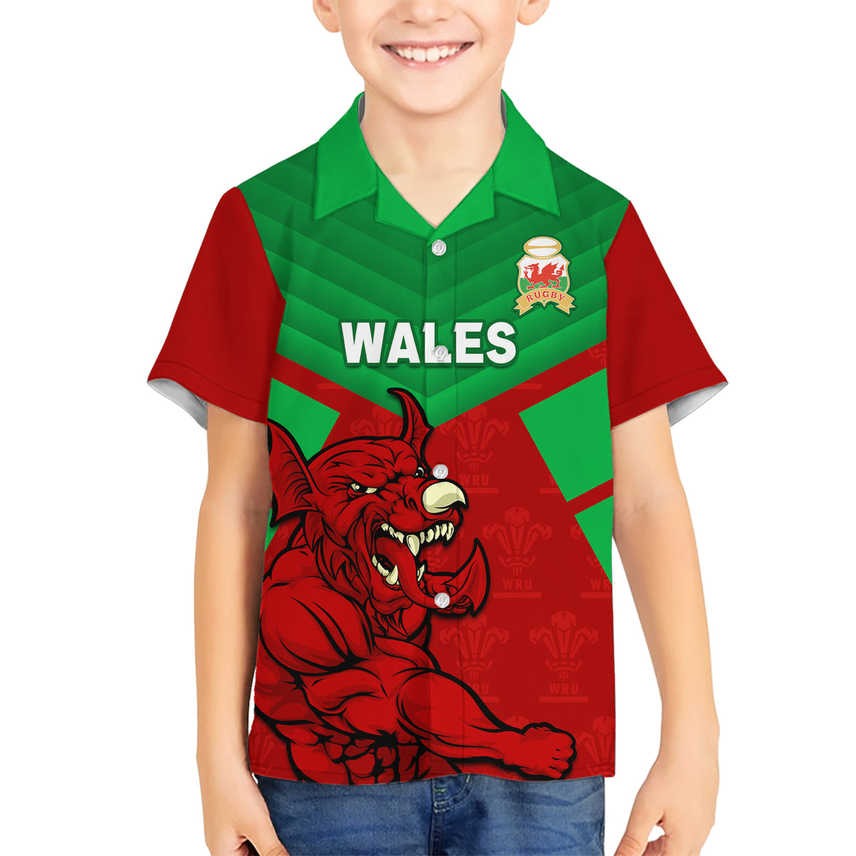 custom-wales-rugby-kid-hawaiian-shirt-2024-six-nations-come-on-cymru-mascot-sporty