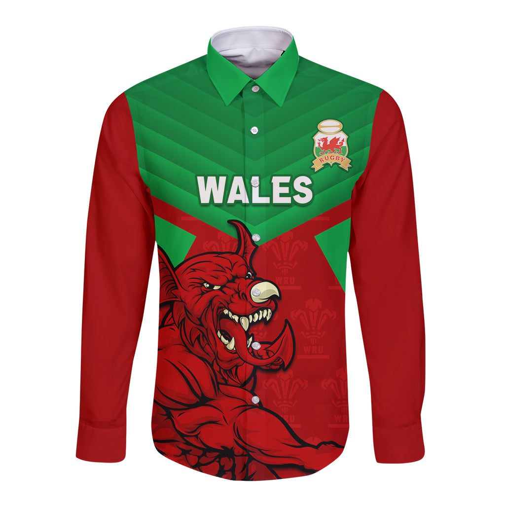 custom-wales-rugby-long-sleeve-button-shirt-2024-six-nations-come-on-cymru-mascot-sporty