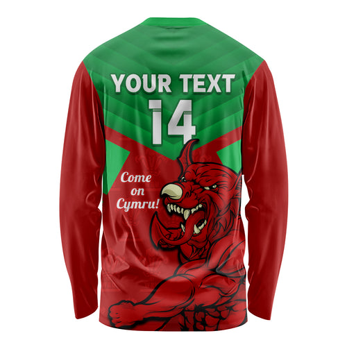 custom-wales-rugby-long-sleeve-shirt-2024-six-nations-come-on-cymru-mascot-sporty