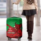 Custom Wales Rugby Luggage Cover 2024 Six Nations Come On Cymru Mascot Sporty