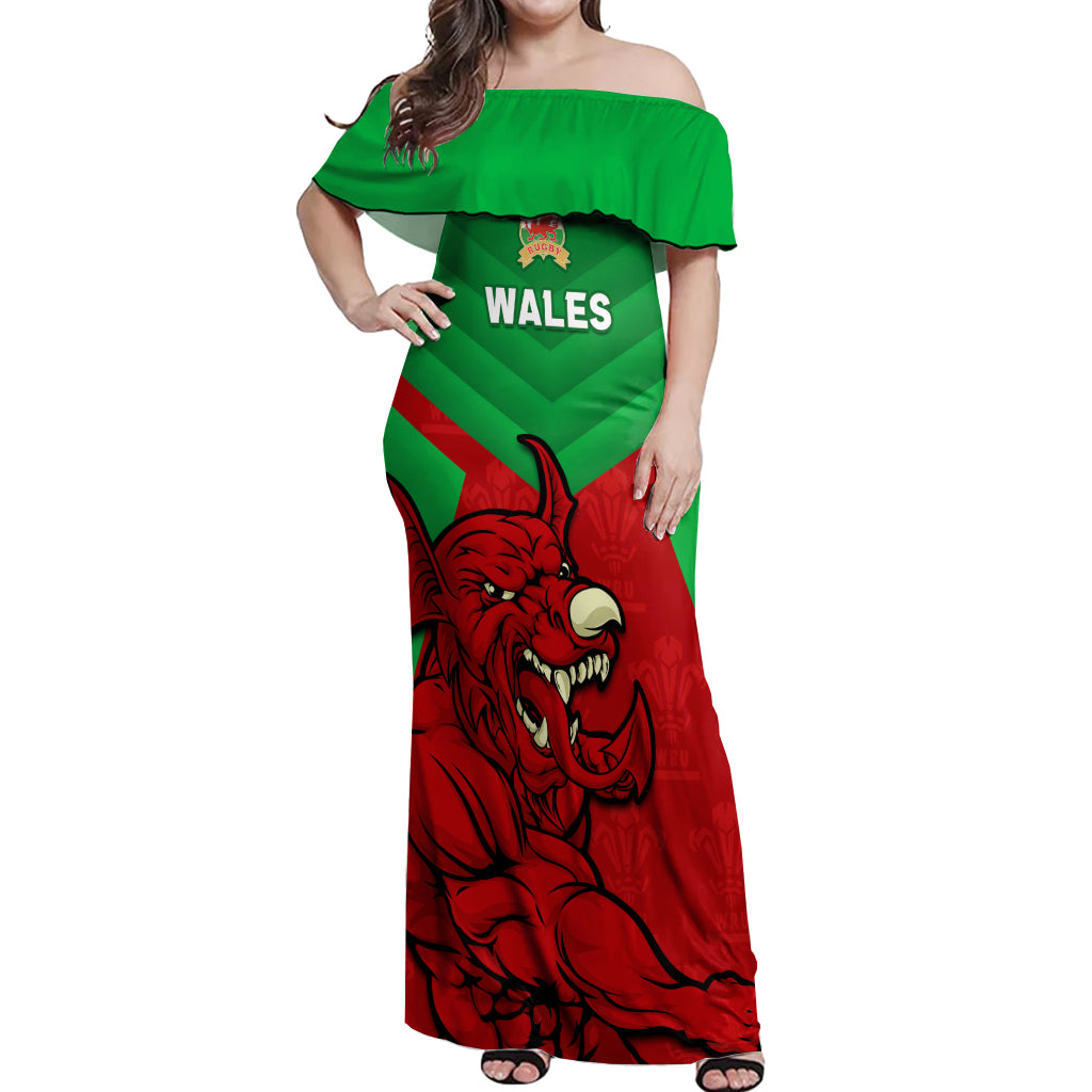 custom-wales-rugby-off-shoulder-maxi-dress-2024-six-nations-come-on-cymru-mascot-sporty