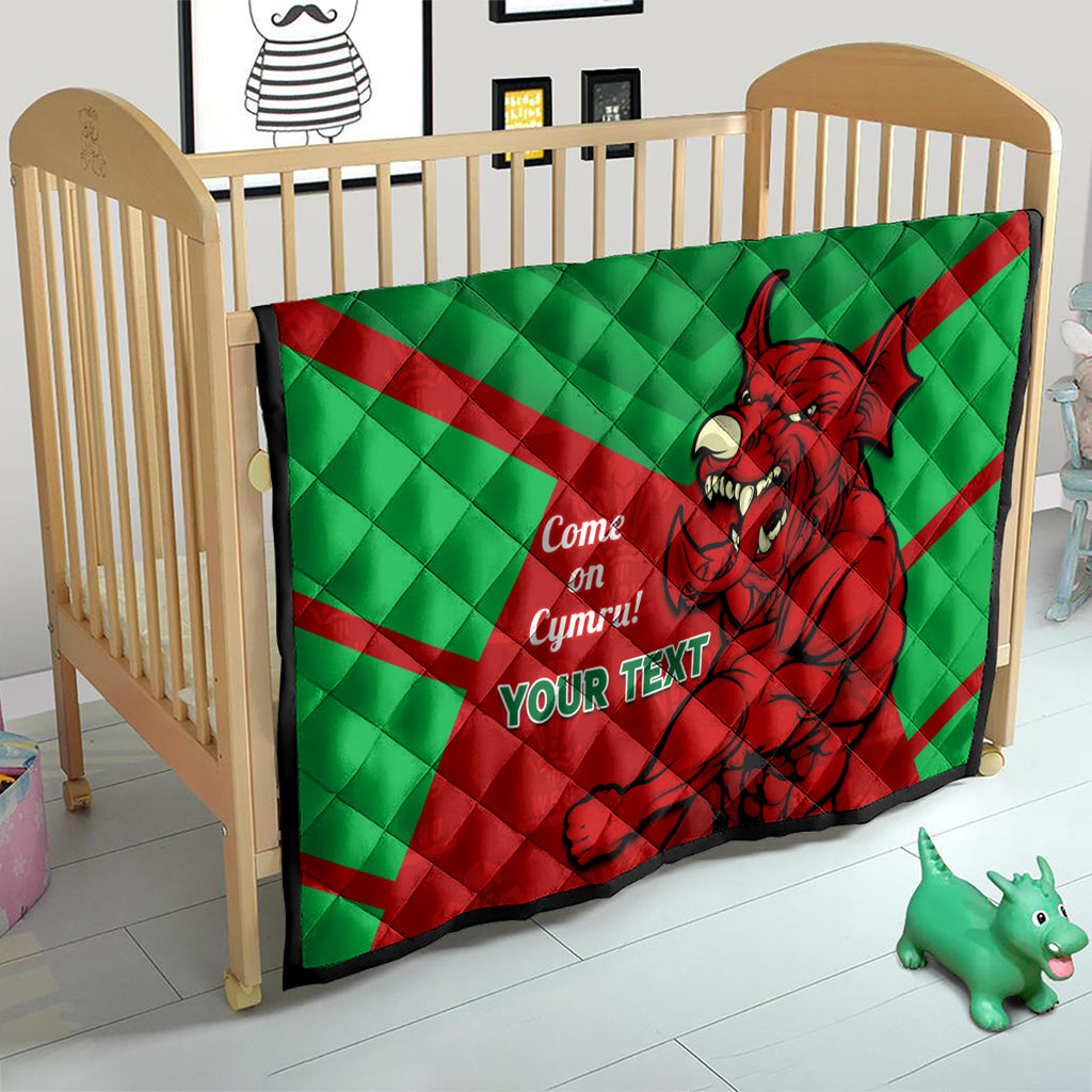 Custom Wales Rugby Quilt 2024 Six Nations Come On Cymru Mascot Sporty