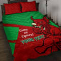 Custom Wales Rugby Quilt Bed Set 2024 Six Nations Come On Cymru Mascot Sporty