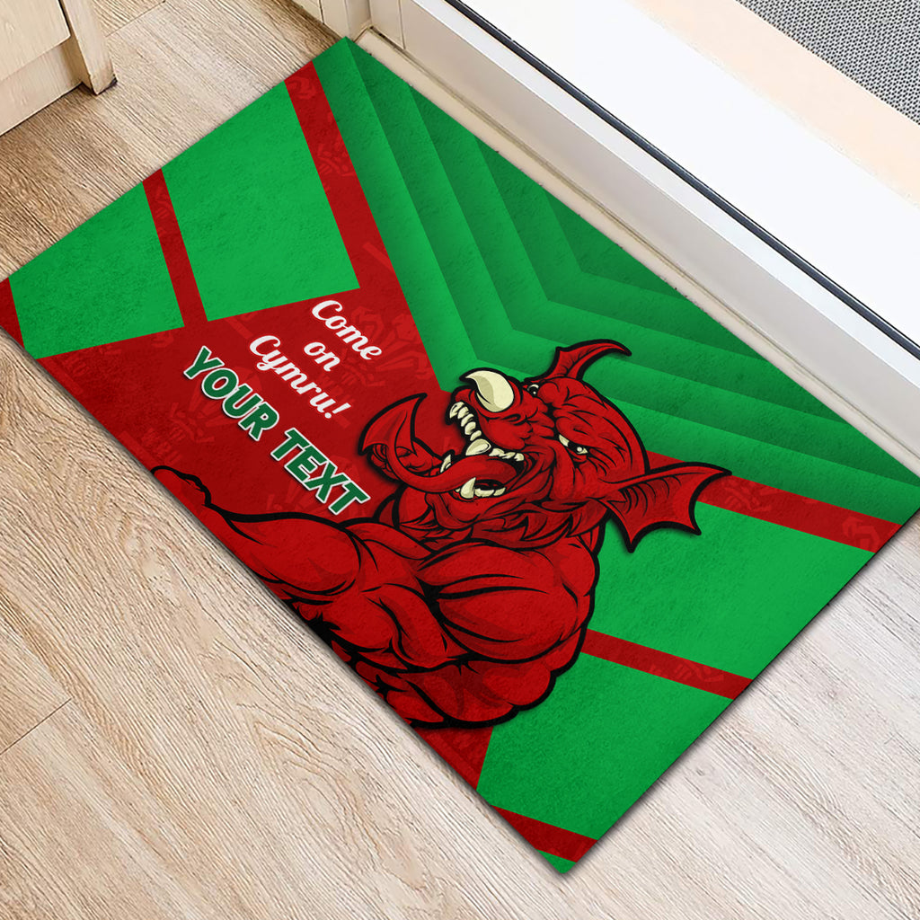 Custom Wales Rugby Rubber Doormat 2024 Six Nations Come On Cymru Mascot Sporty