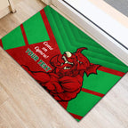 Custom Wales Rugby Rubber Doormat 2024 Six Nations Come On Cymru Mascot Sporty