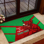 Custom Wales Rugby Rubber Doormat 2024 Six Nations Come On Cymru Mascot Sporty