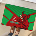 Custom Wales Rugby Rubber Doormat 2024 Six Nations Come On Cymru Mascot Sporty