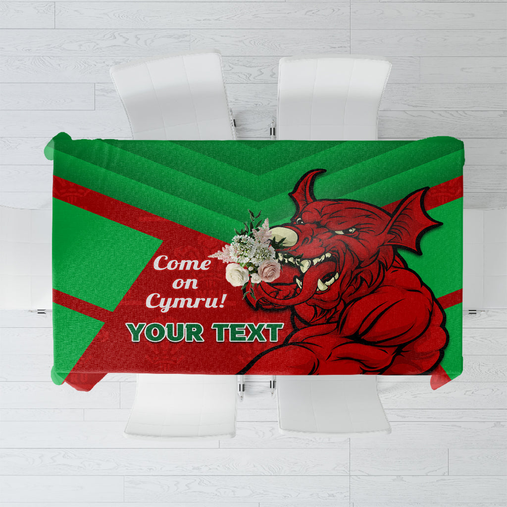 Custom Wales Rugby Tablecloth 2024 Six Nations Come On Cymru Mascot Sporty