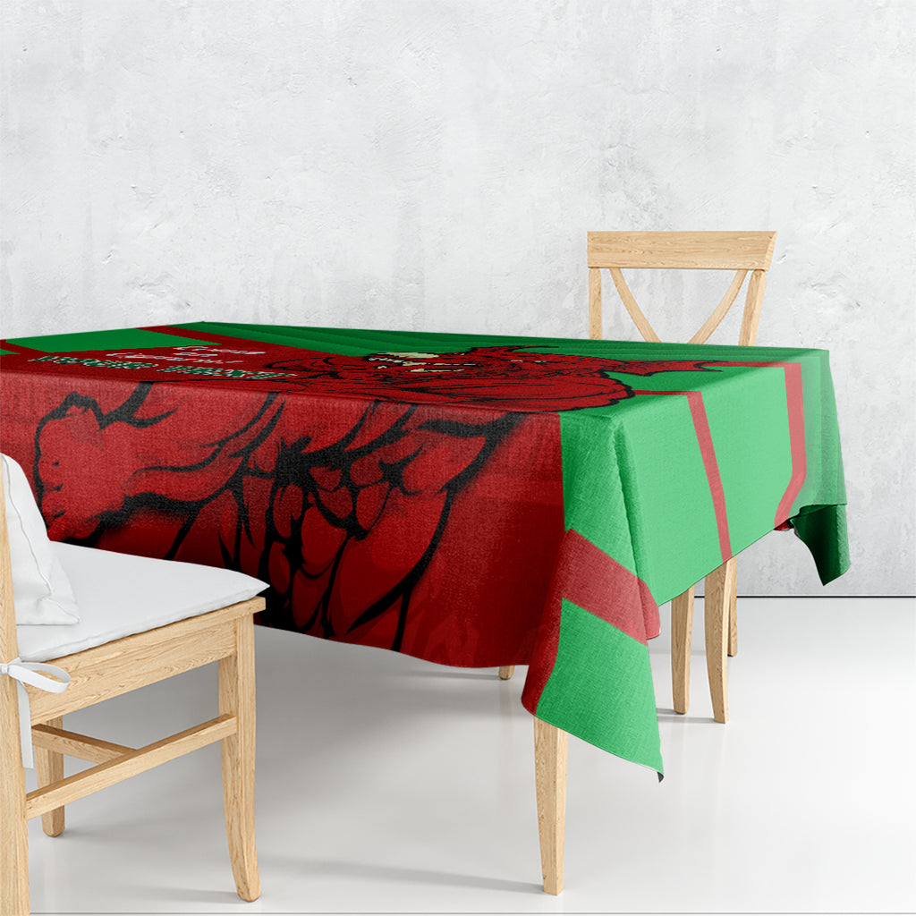Custom Wales Rugby Tablecloth 2024 Six Nations Come On Cymru Mascot Sporty